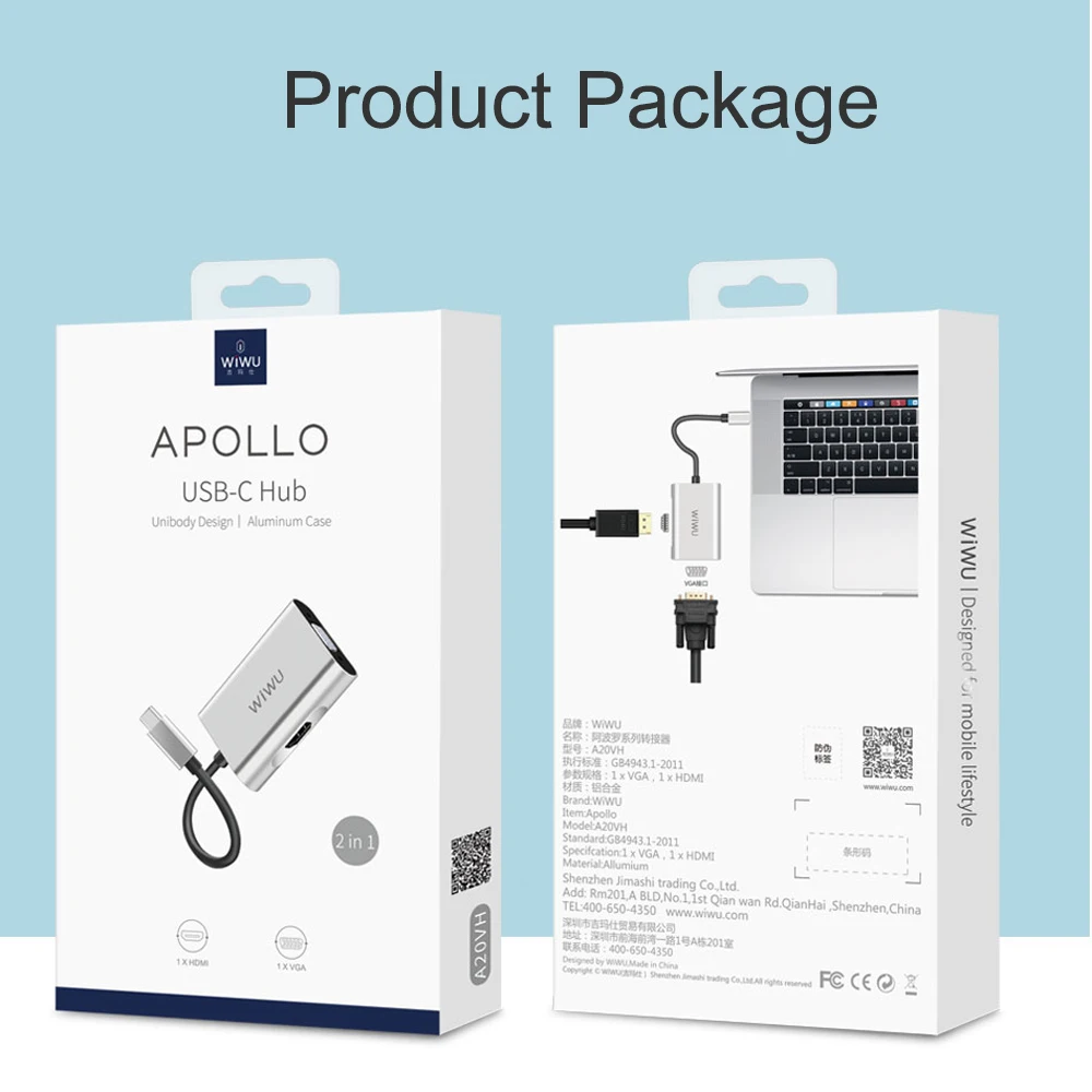 Адаптер WIWU Type c на HDMI VGA USB C Hub для MacBook Pro 4K Thunderbolt 3 Samsung Huawei адаптер типа VGA|USB-хабы| |