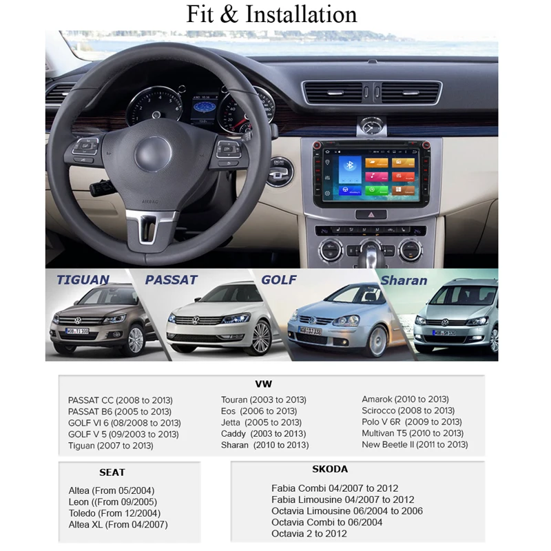 Clearance A-Sure 2 Din Android Car Auto Radio GPS DVD For VW Passat B6 Golf 5 6 Tiguan Polo Sharan Touran Skoda Octavia Car Multimedia 3