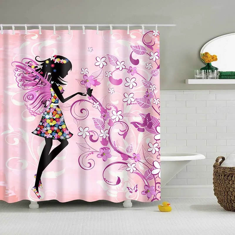 Luxury Butterfly Pattern Shower Curtain Waterproof Mildew Proof