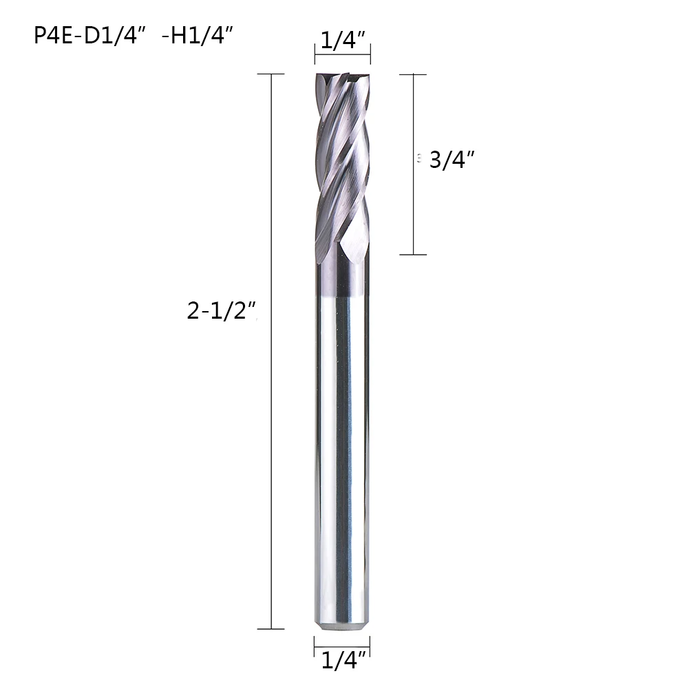 1 шт. дюймов Размер карбида вольфрама Концевая фреза 4 флейты ЧПУ концевые фрезы инструменты для обработки лица и слот hrc50 покрытием концевые фрезы - Длина режущей кромки: P4E-D(1-4)-H(1-4)