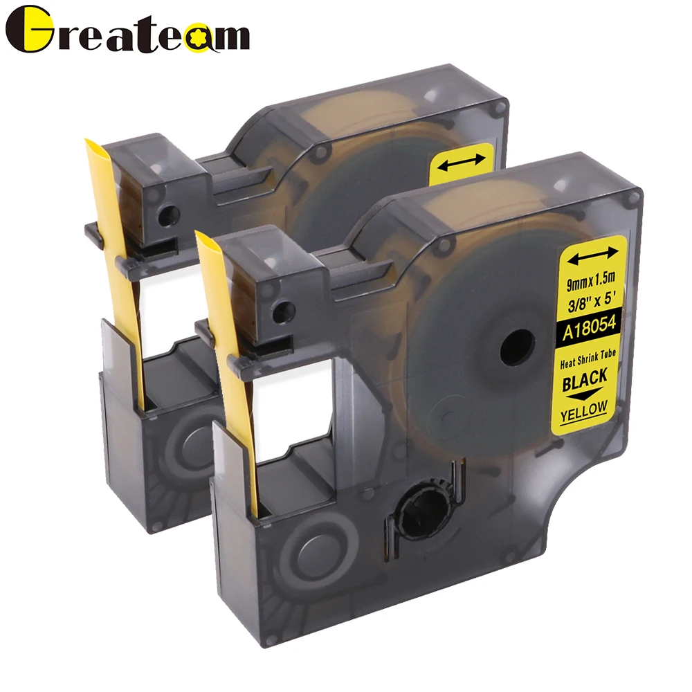 Greateam 2pcs/lot 18054 Dymo Rhino Heat Shrink Tube Label Compatible
