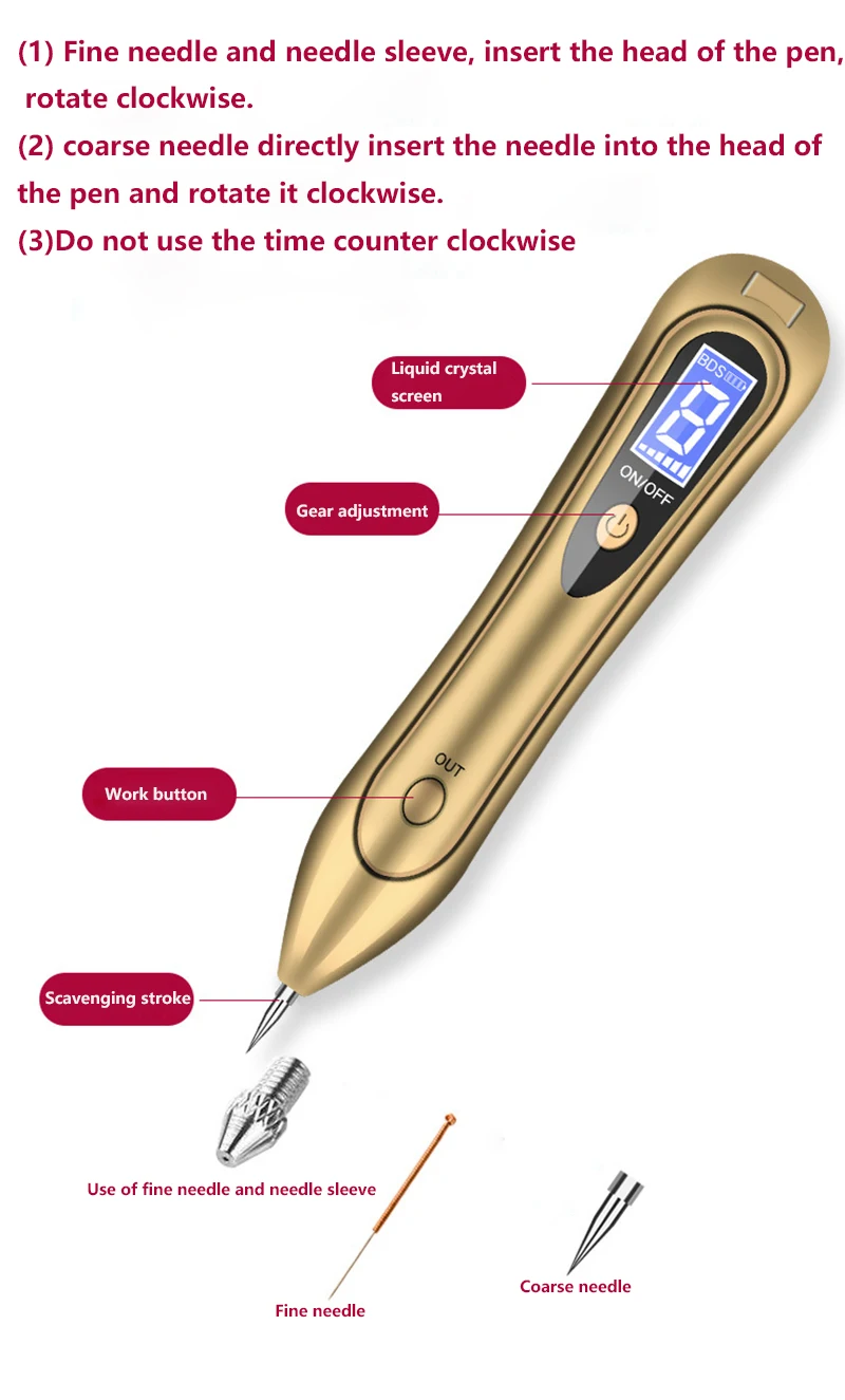 Lcd электрическая Лазерная машинка-карандаш для удаления татуировок, черных точек, темных пятен, прибор для удаления родинок, веснушек