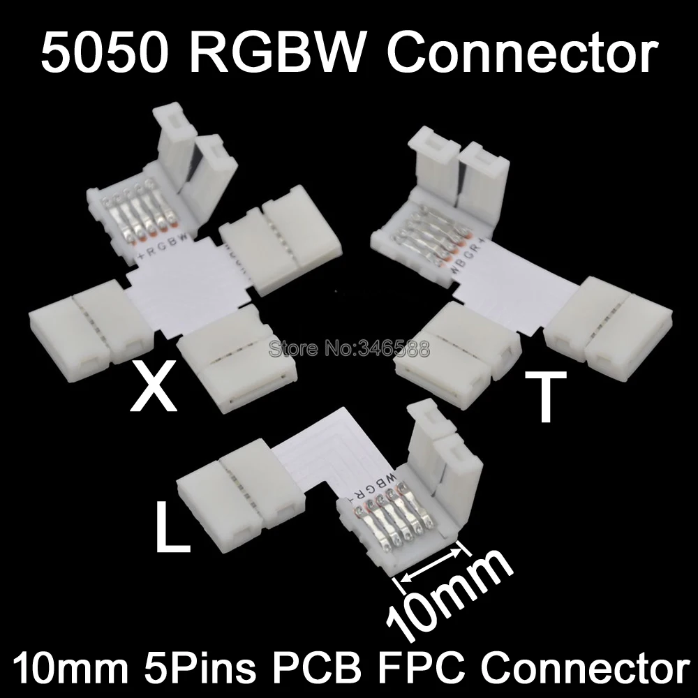 5 контактный RGBW RGBWW Светодиодная лента коннектор FPC PCB L T X угловой сплиттер Без