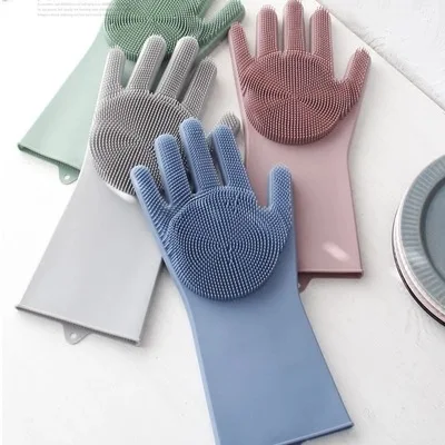 Кухня очистки силикагель моющиеся перчатки многоцелевой бытовые магия силикагель моющиеся перчатки