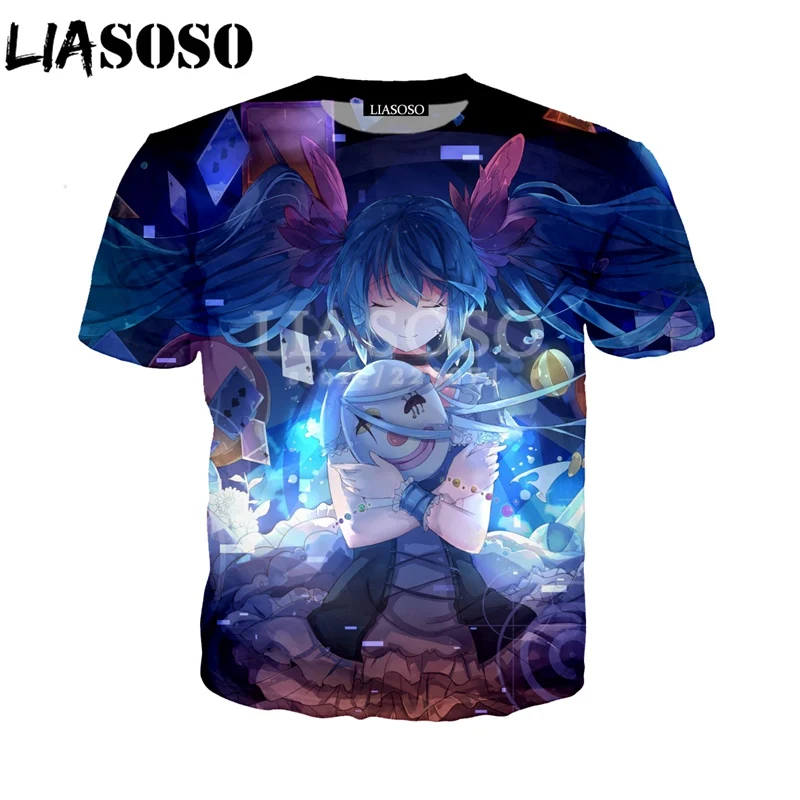 

LIASOSO Summer Fashion Men Women Sweatshirt 3D Print Anime Hatsune Miku T Shirt Casual Unisex Short Sleeve Top Pullover A083-03
