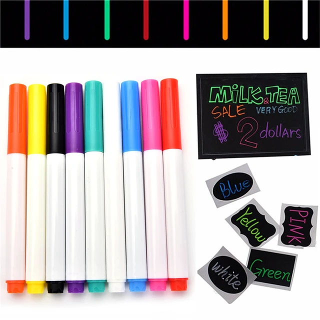 1PC 9 Colors Round&Chisel Tip Highlighter Liquid Chalk Marker Pens for