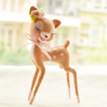 

Sika deer cartoon animal set wool needlepoint kit wool felt needle felting decoration craft needlecraft DIY handmade