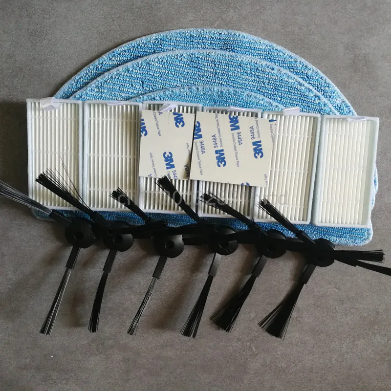 

for ilife v5s pro ilife v5 ilife v50 v55 x5 V3+ V3 v5pro v3s pro 6* side brush + 6* HEPA Filter +3* Mop Cloth +5* magic paste