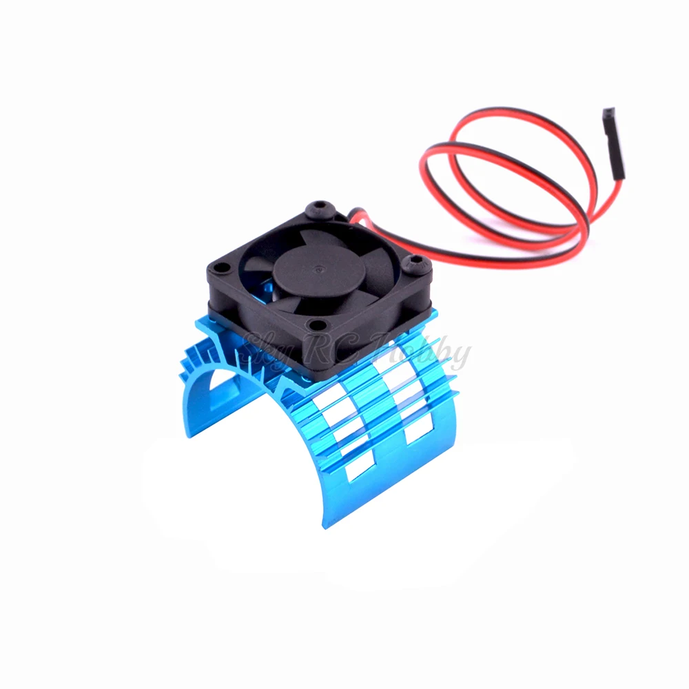 Blue RC Parts Electric Car brushless Motor Heatsink Cover + Cooling Fan for 110 HSP RC Car 540 550 3650 Size Motor Heat Sink (1)