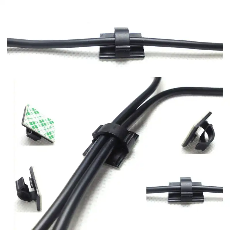 Organizador Cables Mesa Oficina 50 Piezas Clips de Cable Autoadhesivos Sujeta Cables Adhesivo Negro Abrazaderas de Pared para Cable Organizador Cables Escritorio Organizar Cables PC//TV//Red//Coche