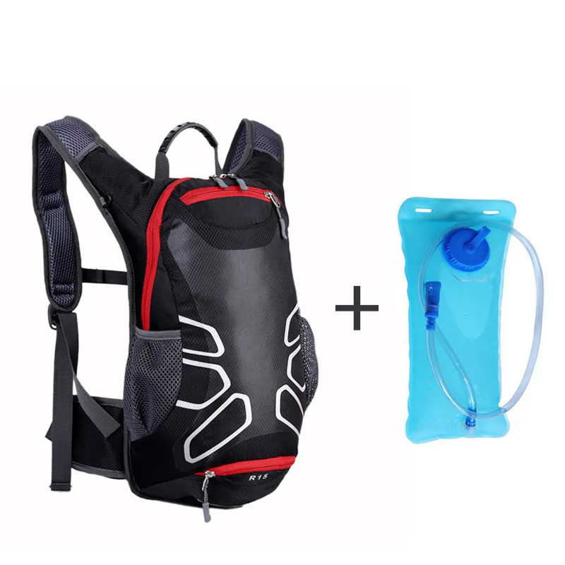 Waterproof Bicycle Backpack 15L MTB Mountain Bike Water Bag Nylon Cycling Hiking Camping Running Hydration Men's Women Backpack - Цвет: Black water bag