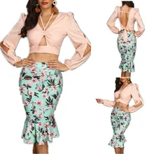 Женская юбка юбки faldas jupe femme shein saia harajuku falda Женская Повседневная приталенная элегантная юбка с цветочным принтом#50