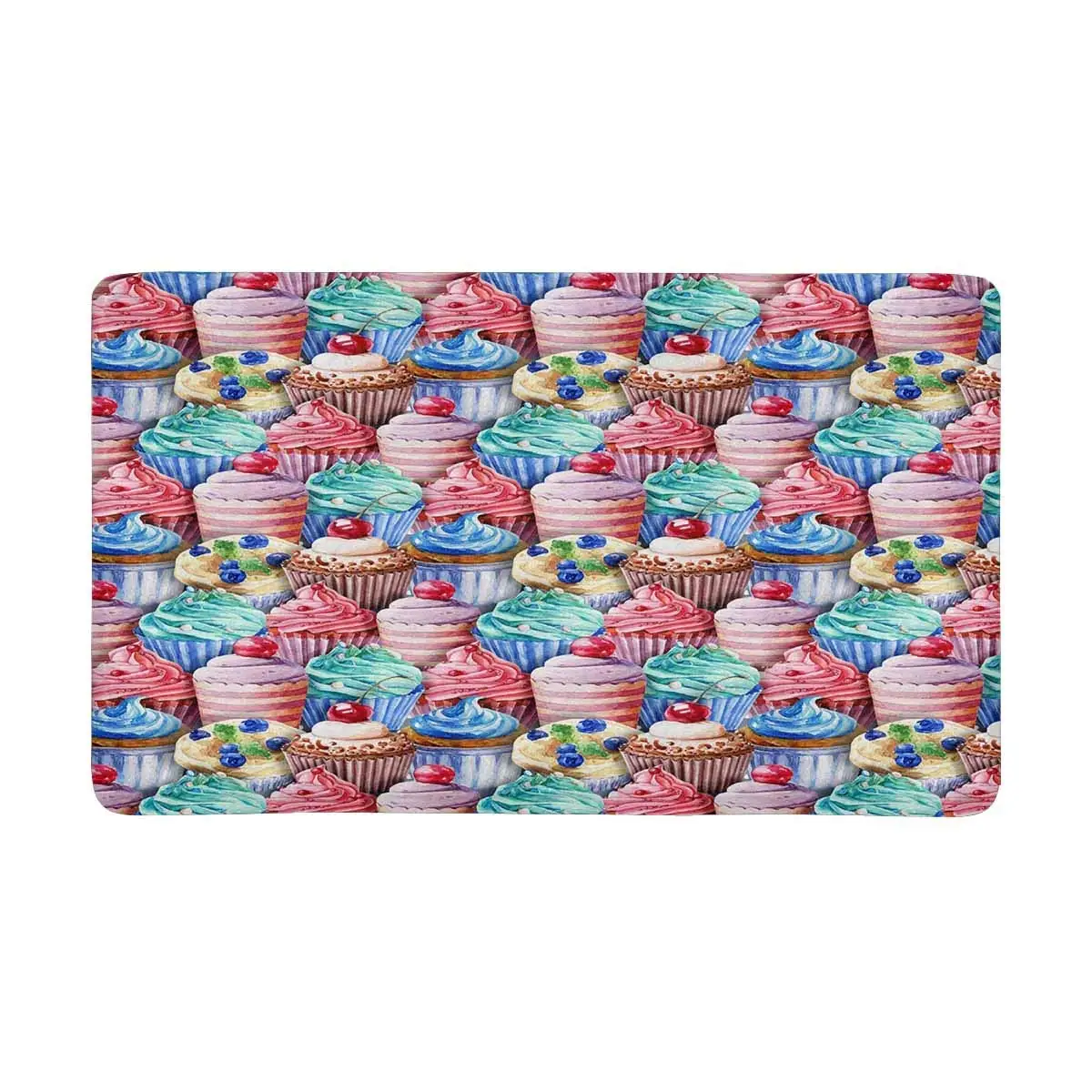 Watercolor Cupcakes Muffins Cute Dessert Door Mat Floor Carpet for