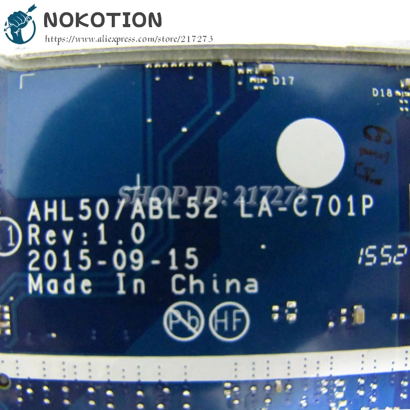 low cost  NOKOTION 815244-501 815244-001 Laptop Motherboard For HP Pavilion 15-AC Main Board AHL50 ABL52 LA-C