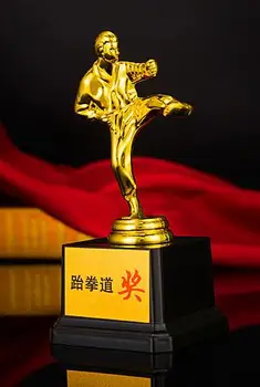 

Resin World Cup Little Gold Taekwondo Trophy Custom Sports Competition Prize Wushu Sanda Plastic Electroplating Trophy