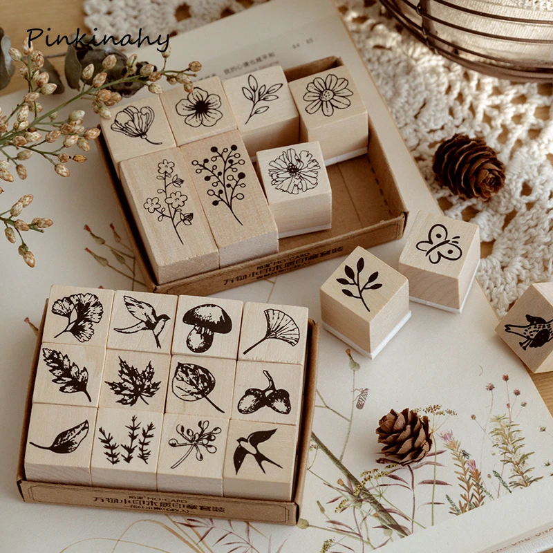 

Vintage Cute animal plants Mushroom decoration stamp wooden rubber stamps for scrapbooking stationery DIY craft standard stamp