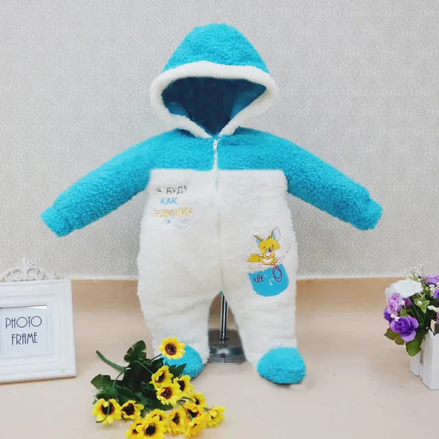 Christmas coral fleece baby One piece bodysuit clothes winter boys