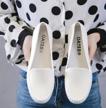 

MXHY Women's Pure Color Rain Boots Outdoor Rubber Water shoes For Female Peas shoes White Sneakers Waterproof Shoes36-40