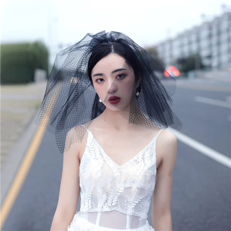 Popodion Bridal Accessories Wedding Accessories Black Short Wedding