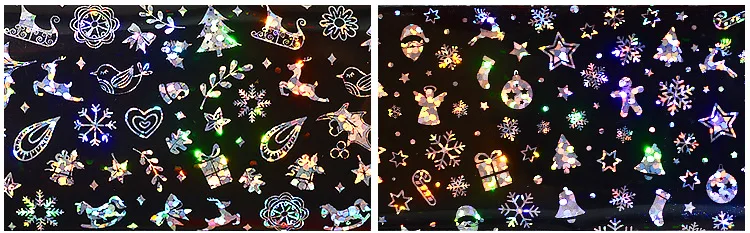 4 листа/лот блестящая голографическая Рождественские снежинки X'mas наклейки из фольги DIY набор с пилкой Pegwood