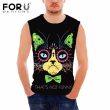FORUDESIGNS/мужская майка для бодибилдинга, Мужская одежда, 3D крутые жилеты с рисунком кота, летняя дышащая футболка без рукавов для мальчиков-подростков