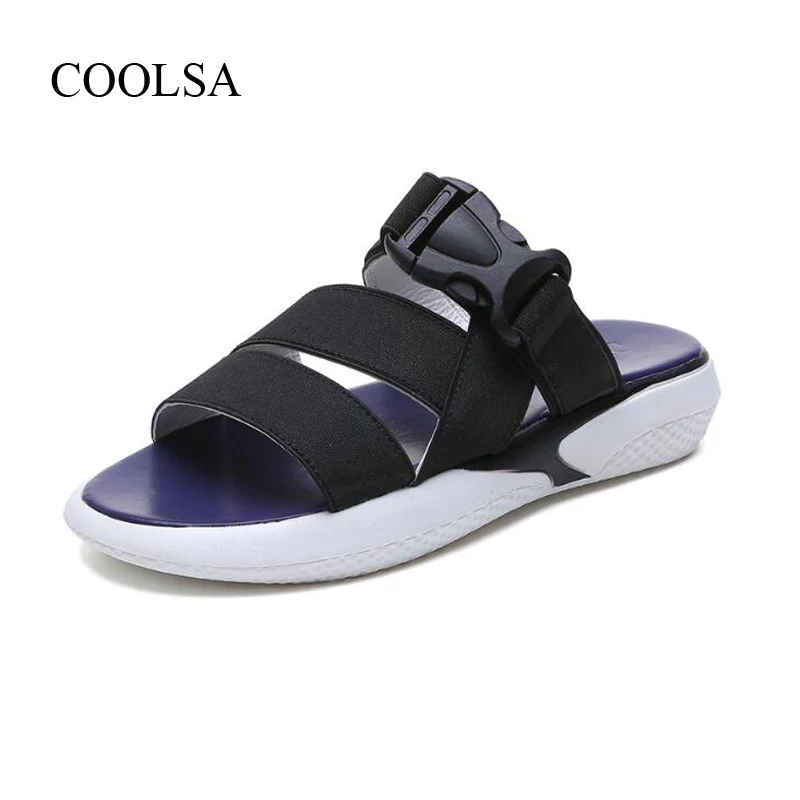 

COOLSA Women's Adjustable Buckle Sports Slippers Casual Dexterous Beach Flip Flops Ladies Designer Solid Color Soft Flat Slides