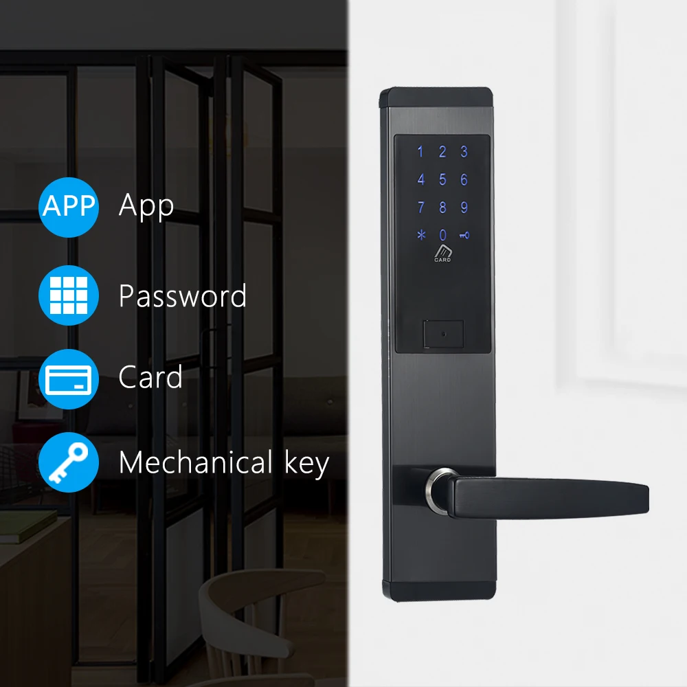 App Wifi Bluetooth Door Lock, Smart Home Keyless Password Lock Pin Code, Security Electronic Door Lock with 5 cards and 2 keys цена App Wifi Bluetooth Door Lock, Smart Home Keyless Password Lock Pin Code, Security Electronic Door Lock with 5 cards and 2 keys цены онлайн
