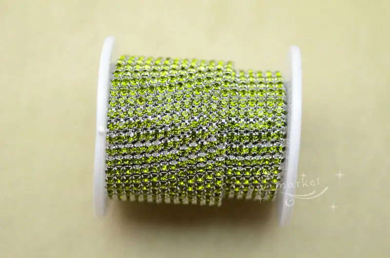 

olive ss12 3mm colour rhinestone close trim chain 10 yard sew on