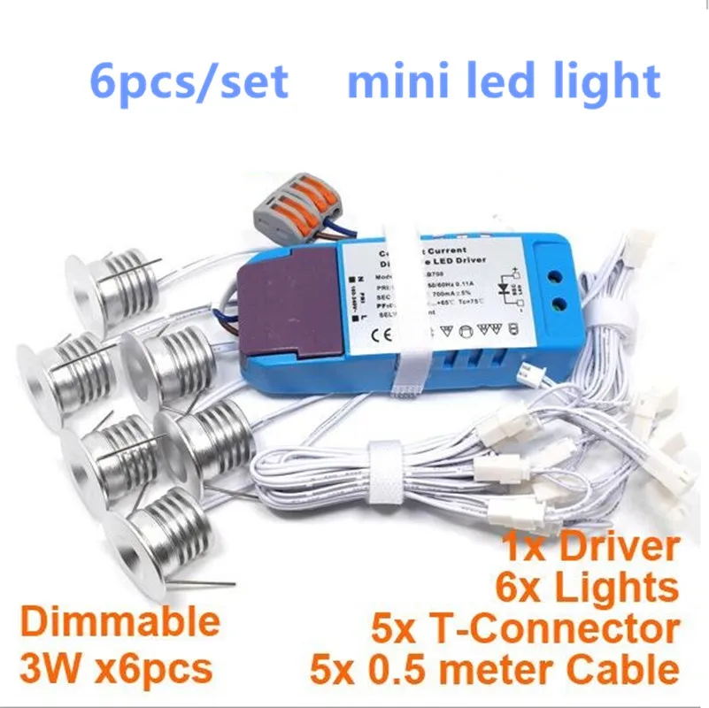 

6pcs/set with driver 3W/pcs with Driver LED mini spot light LED ceiling lamp cupboard cabinet light Dimmable Downlight