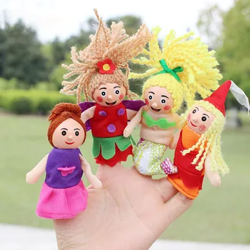 

4pcs/lot Kids Funny Finger Puppets Toy Classic Children Figure Doll Mermaid Fairy Tale Story Telling Hand Puppet FJ88