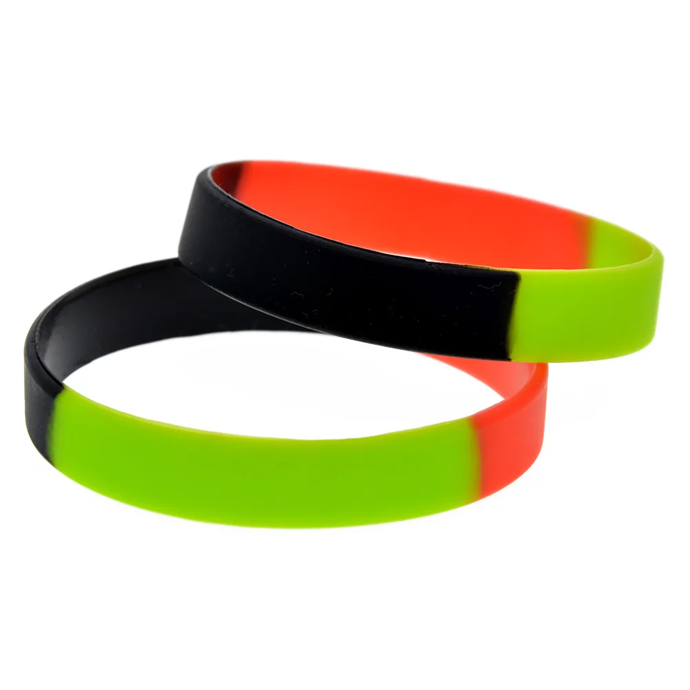 OneBandaHouse 50PCS/Lot Segemented Colour Bracelet Plain Band Silicone