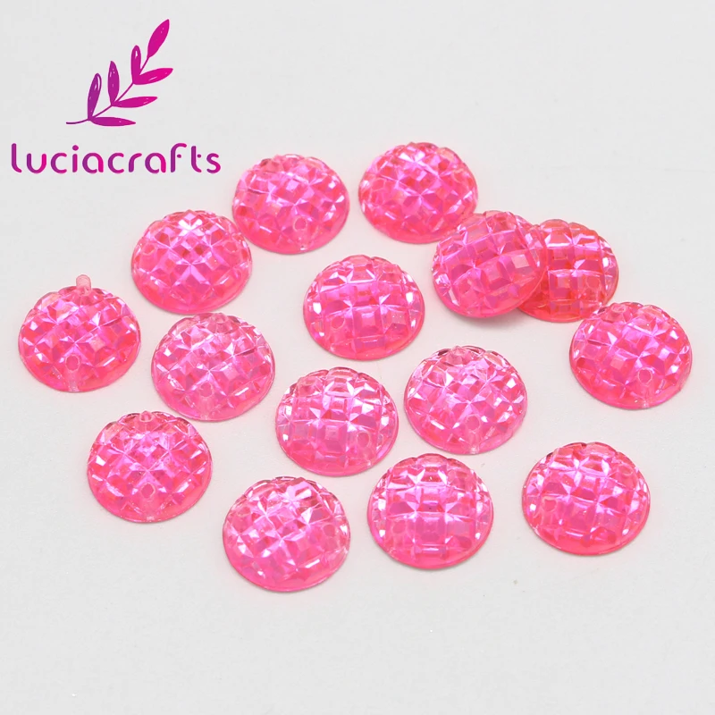 Lucia crafts, 50 шт./лот, круглые пришивные камни, акриловые стразы с плоской задней стороной, стразы для шитья, 10 мм, D1204