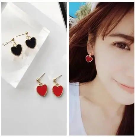 

ea379 2018 minimalist alloy Heart-shaped earrings Female charm Jewelry Valentine's Day Gift of the Day Christmas gifts
