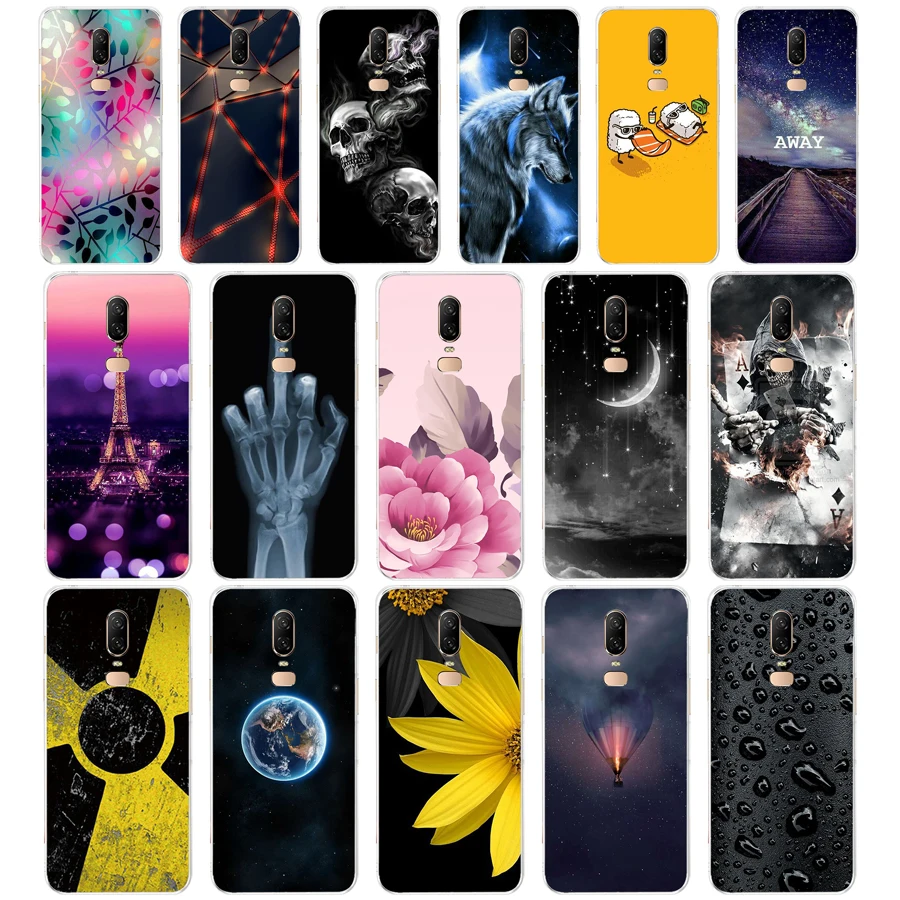 

K silicon case for oneplus 6 case cover Coque for oneplus 6t case etui cover for oneplus 6 case leaves cute funny dog cartoon