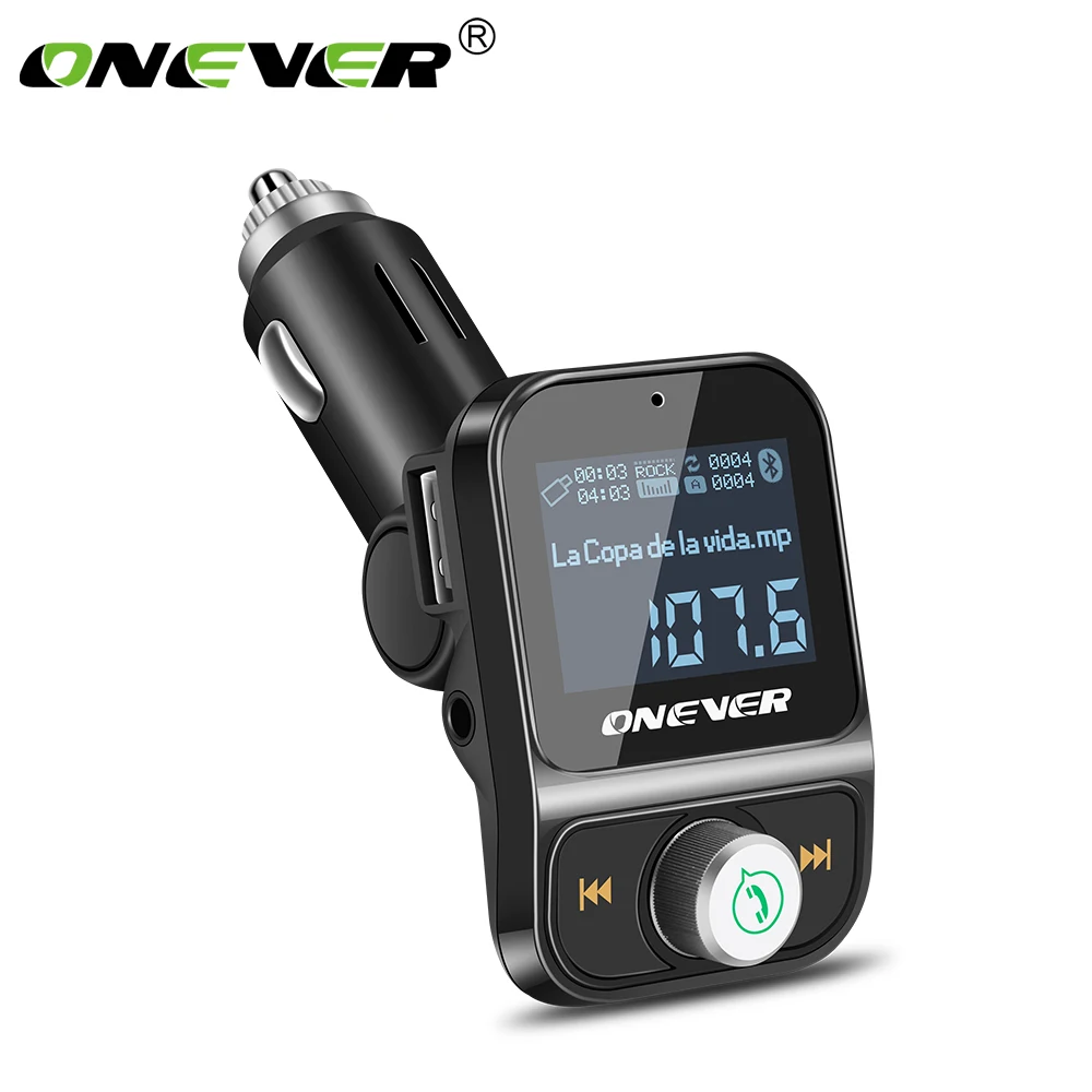 

Onever FM Transmitter Wireless Bluetooth FM Modulator Handsfree Car Kit LCD Radio Audio Car MP3 Player 3.5mm AUX Adatper FLAC