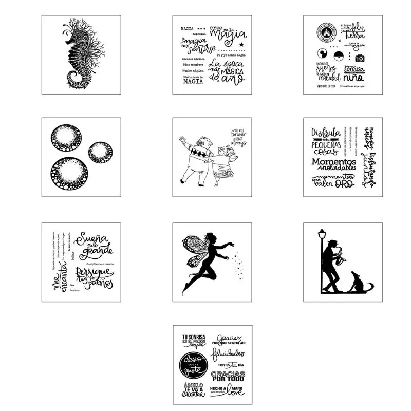 

10Styles Seahorse/Fairy Orbs Clear Stamp For Scrapbooking Transparent Silicone Rubber DIY Photo Album Decor Decorations