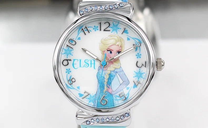 Детские часы disney бренд дети девушка часы мультфильм Замороженные студенты девочки часы непромокаемые кожаные кварцевые наручные часы