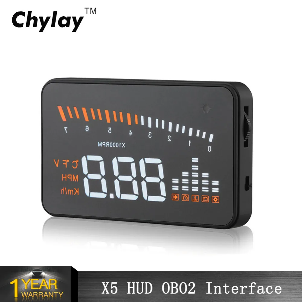 

X5 HUD Head Up Display Auto Car Overspeed Alarm Tired Driving Warning Windshield Projector OBD2 Interface
