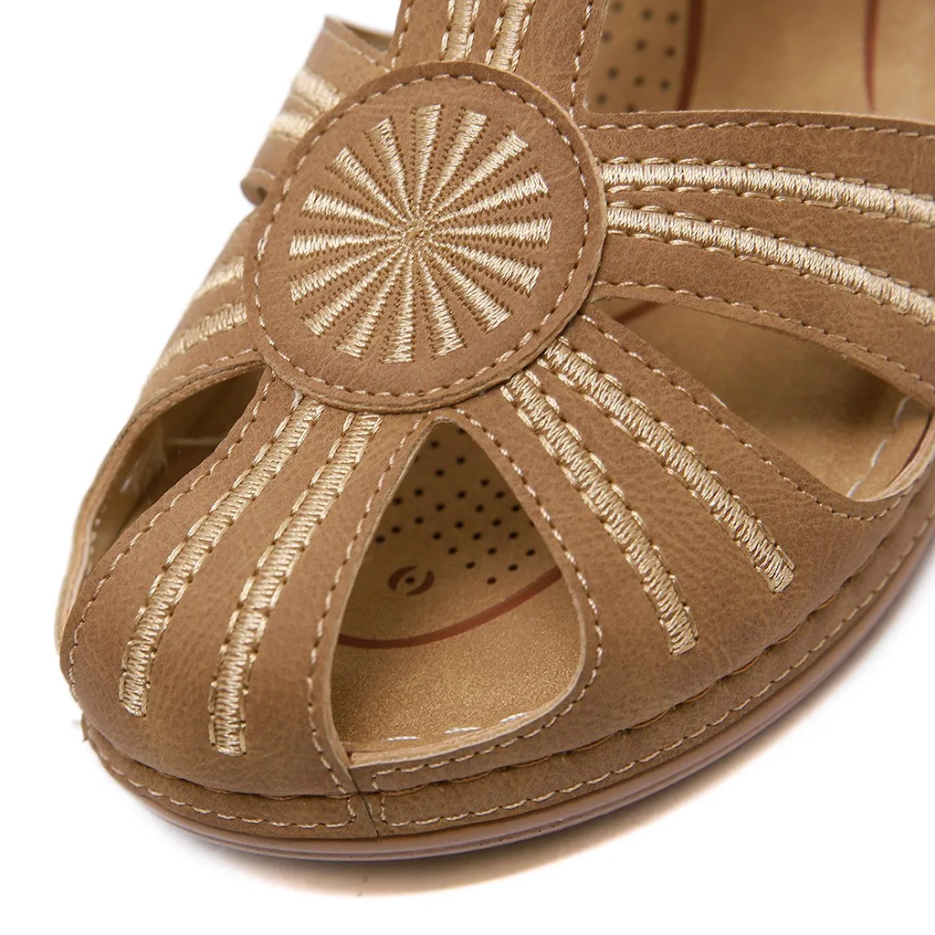 SAGACE/летние женские босоножки с круглым носком в римском стиле; однотонные туфли на танкетке; высококачественные туфли-лодочки на каблуке; пляжная обувь