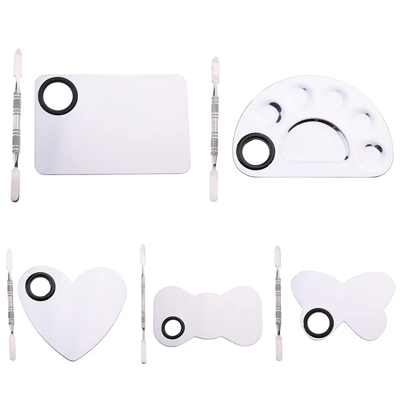 

1 Piece Mixing Palette Stainless Steel Nail Art Polish Mixing Plate Makeup Foundation Eye Shadow Mixing Palette Spatula Tool