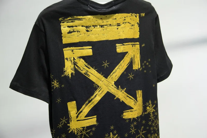Off-white Летний принт Снежинка улица хип-хоп Мужская Пара с коротким рукавом Футболка