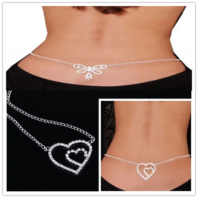 Body chain free shipping 20/lot mix 2style heart and butterfly navel