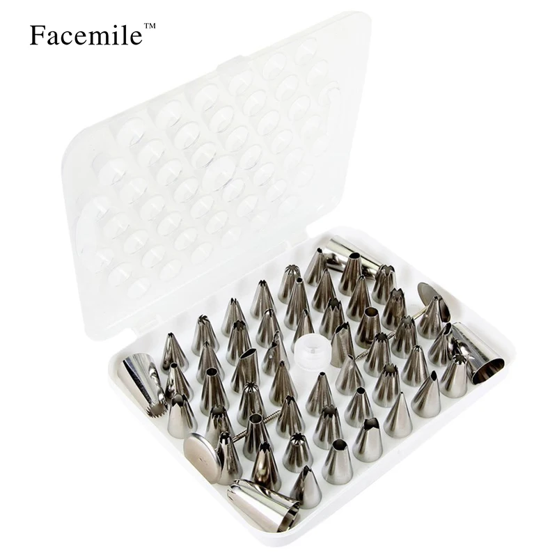 52pcs Cake Piping Nozzles Pastry icing flower tips cake Stainless Steel Butter Cream Decorating Mouth Nozzles