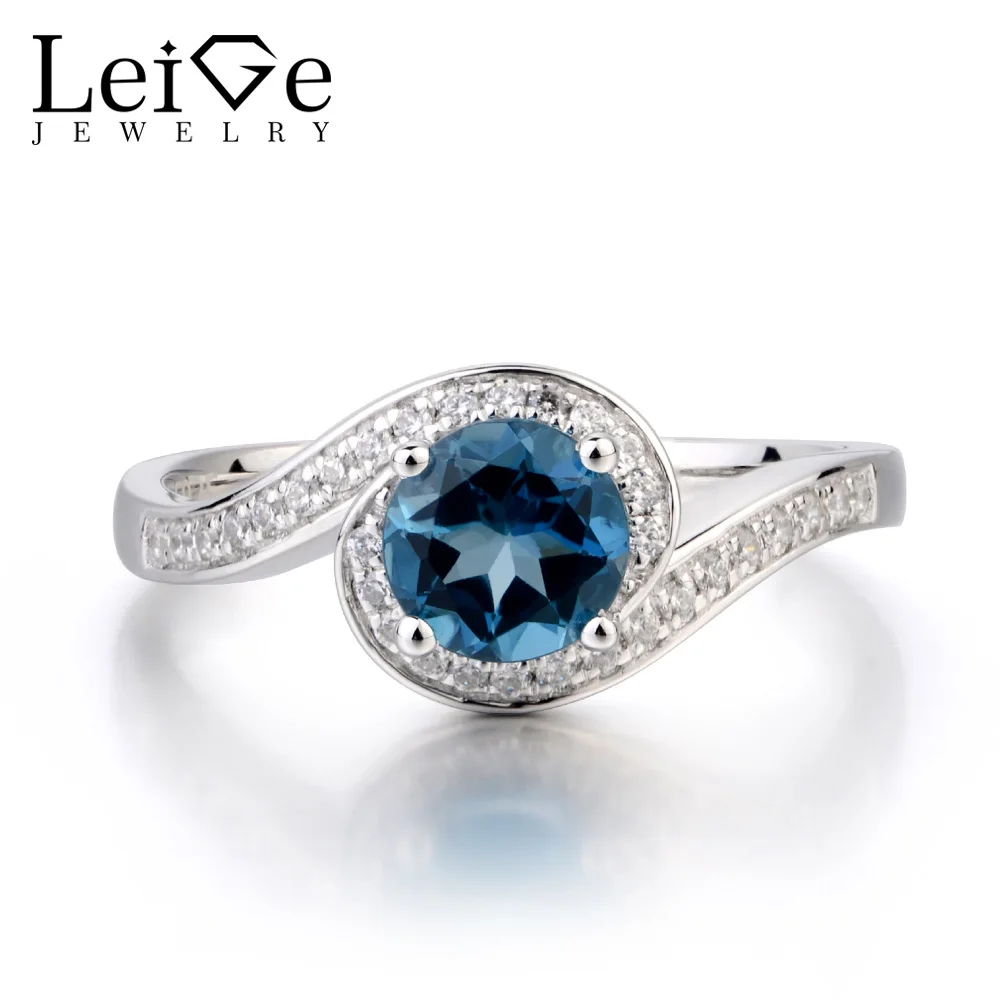 Leige Jewelry London Blue Topaz Ring Promise Ring November Birthstone