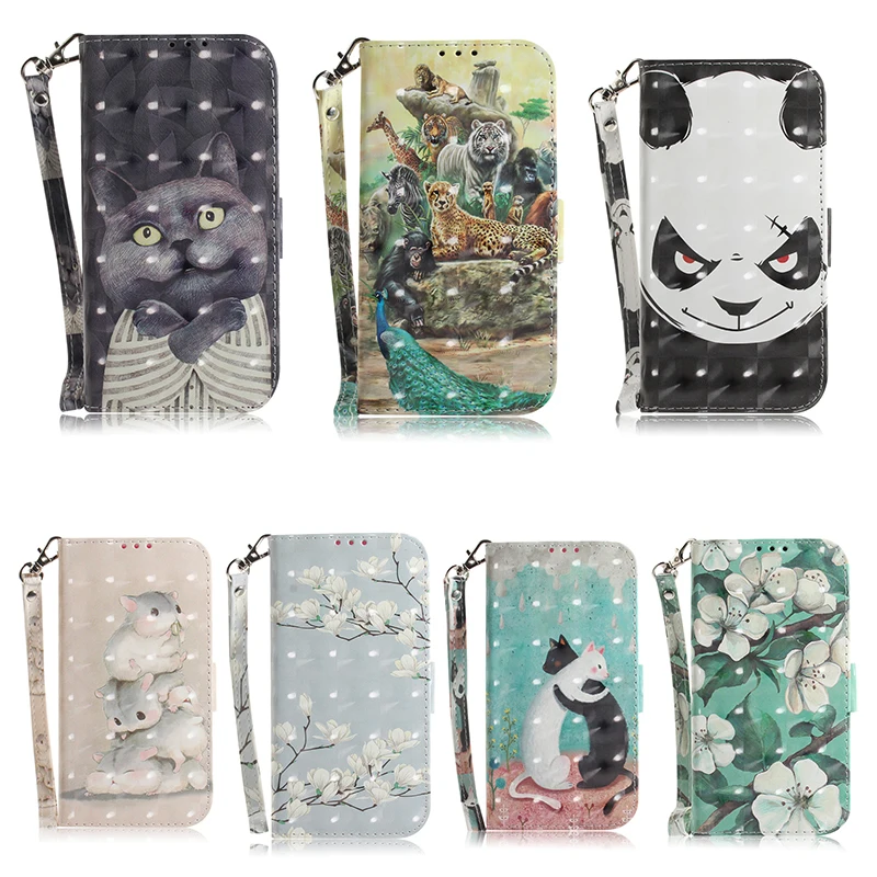 

For Huawei Honor 8C Panda Cute Animal Pattern Leather Wallet Case Mini Phone Cover With Magnetic Stand Card Holder Flip