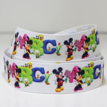 

50yards 7/8" 1" 1.5" 2" 3" 22mm 25mm 38mm 50mm 75mm ABC mickey printed grosgrain ribbon for headband hair bow hair tie