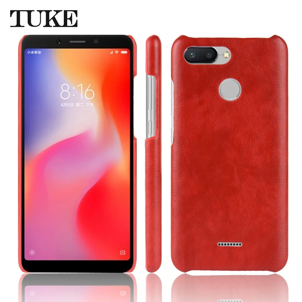 Чехол для Xiaomi Redmi 6 чехол роскошный из искусственной кожи личи и ПК чехол-книжка