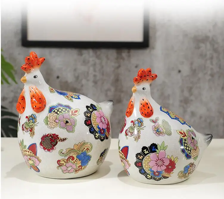Высокое качество сад Керамика курицы украшения ремесла Лаки гостиная Big Rooster