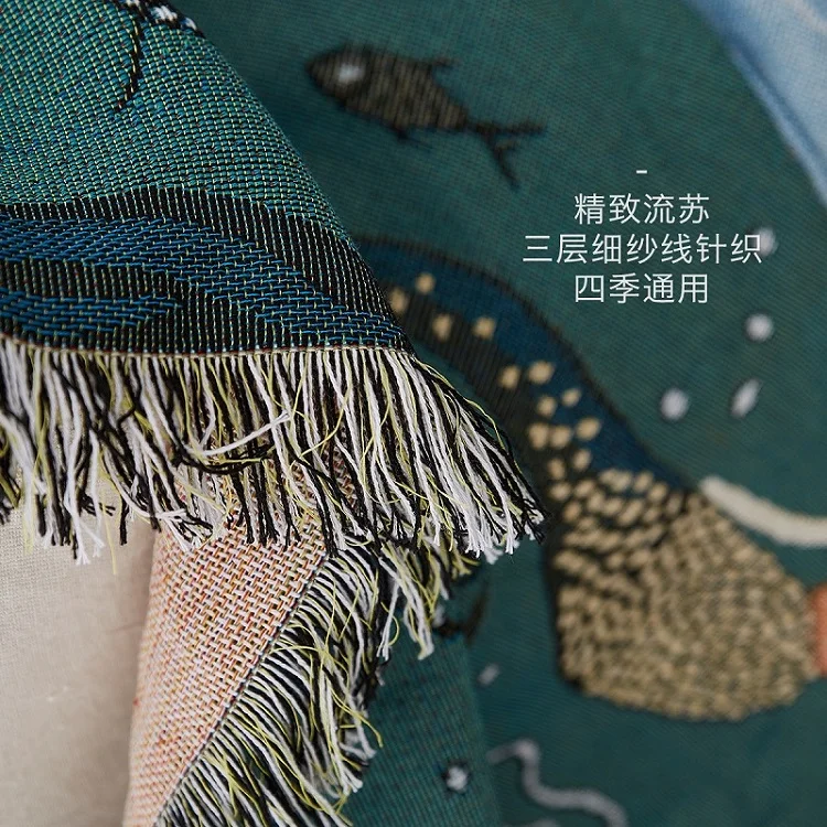 Покрывало для дивана из синели русалки декоративное покрывало