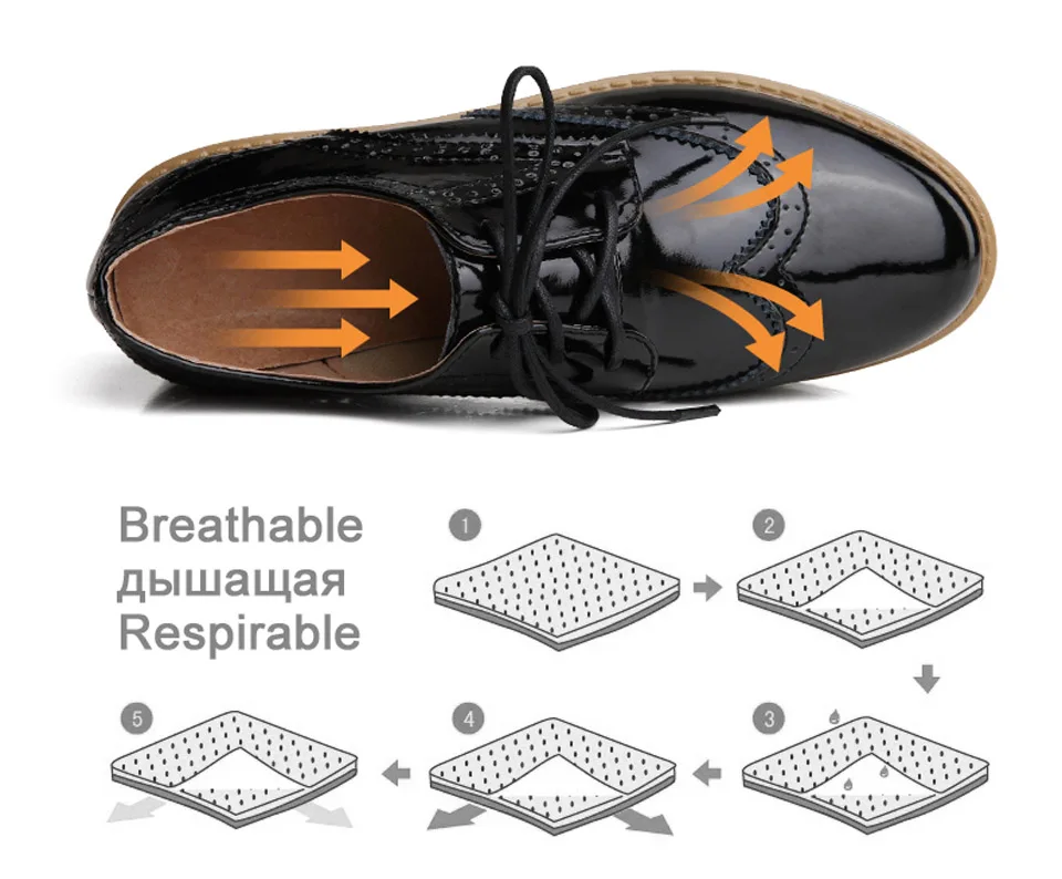 Ngouxm/Женская обувь из лакированной кожи; сезон весна-осень; женская обувь на плоской платформе; Цвет Черный; обувь с перфорацией типа «броги»; женская повседневная обувь; zapatos de mujer